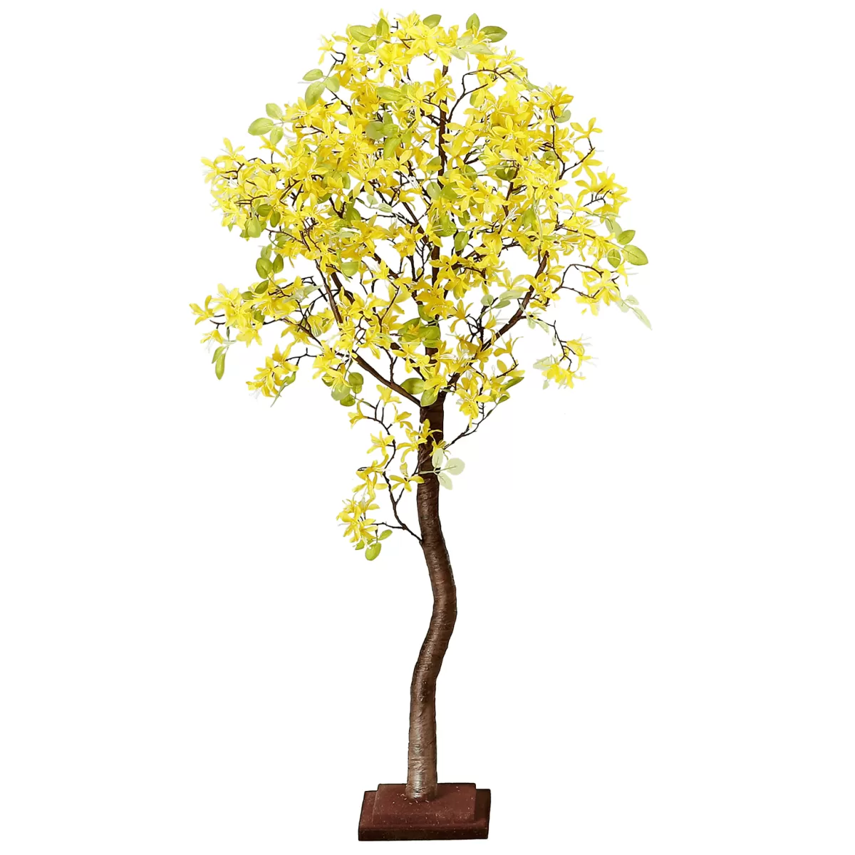 DecoWoerner Arbre Artificiel De Forsythia Avec Plaque De Support 120 Cm