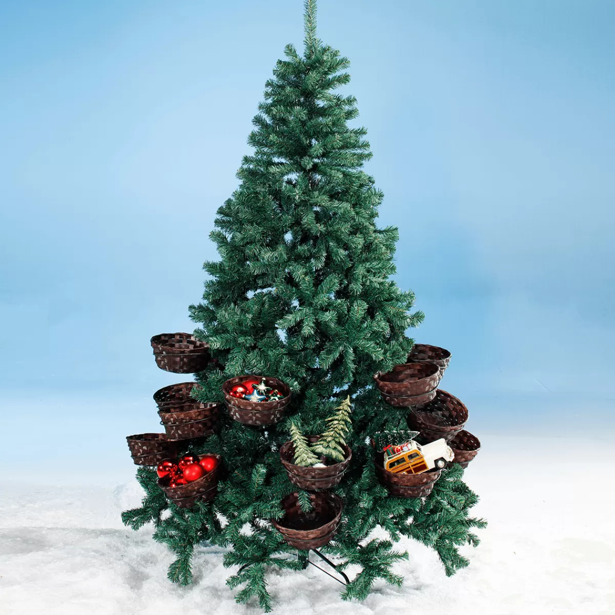 DecoWoerner Arbre De Noël Artificiel Avec 20 Paniers Pour Cadeaux Et Marchandises 195 Cm