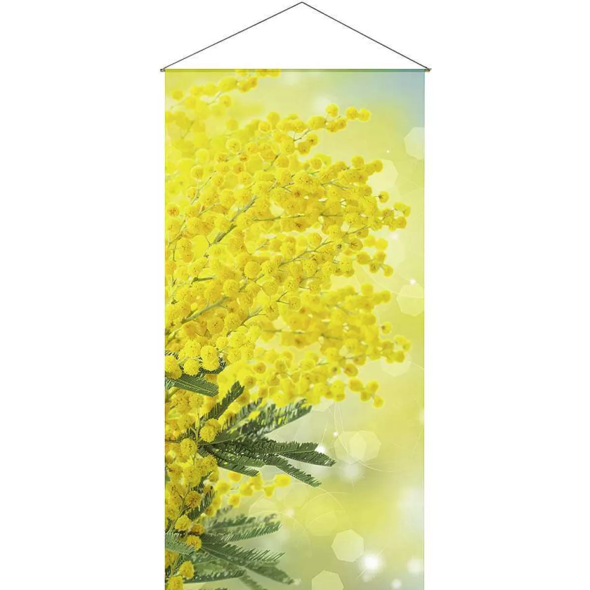 DecoWoerner Bannière En Tissu De Fibres Naturelles Résistant à La Lumière "Mimose" En Coton 100 X 200 Cm