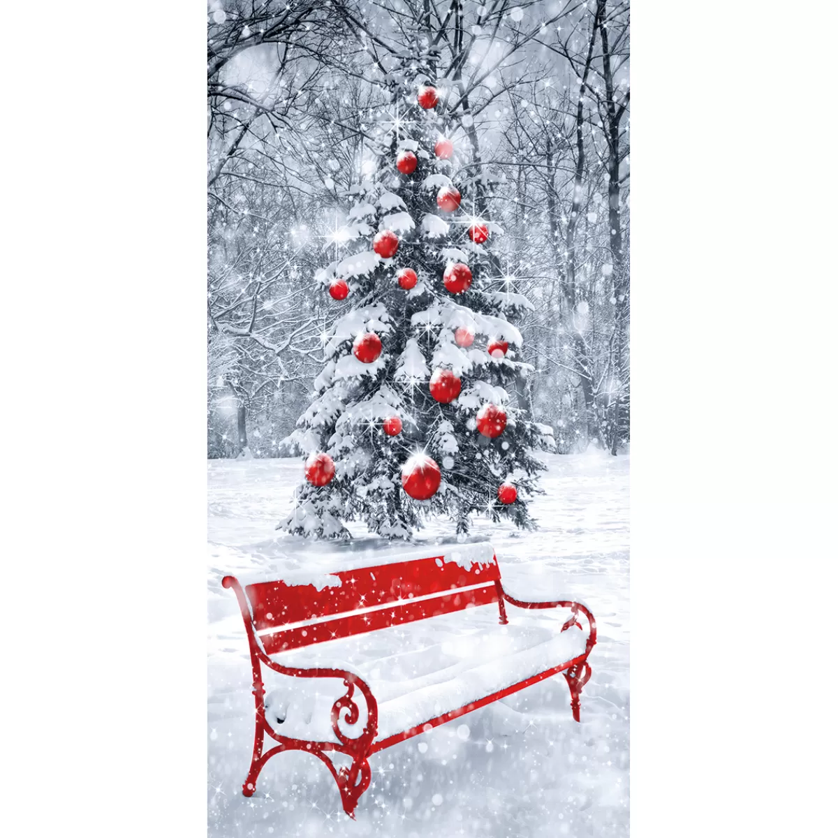 DecoWoerner Bannière En Tissu Difficilement Inflammable "Banc D'hiver " En Tissu Pour Drapeau 100 X 200 Cm