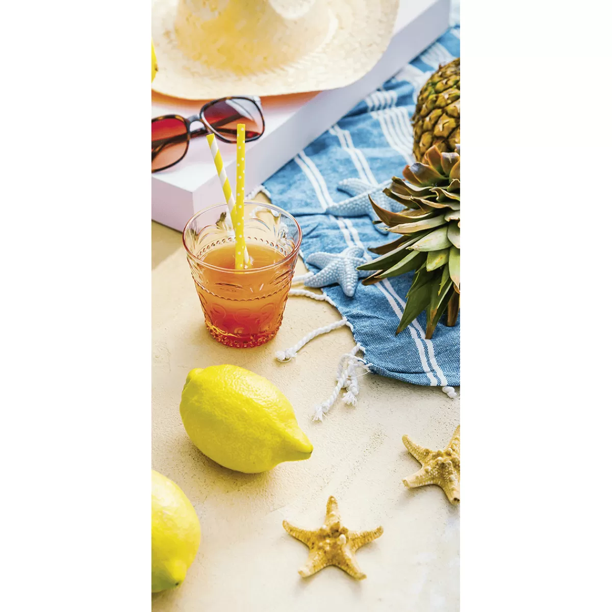 DecoWoerner Bannière En Tissu Ignifugé Plage Cocktail 100 X 200 Cm