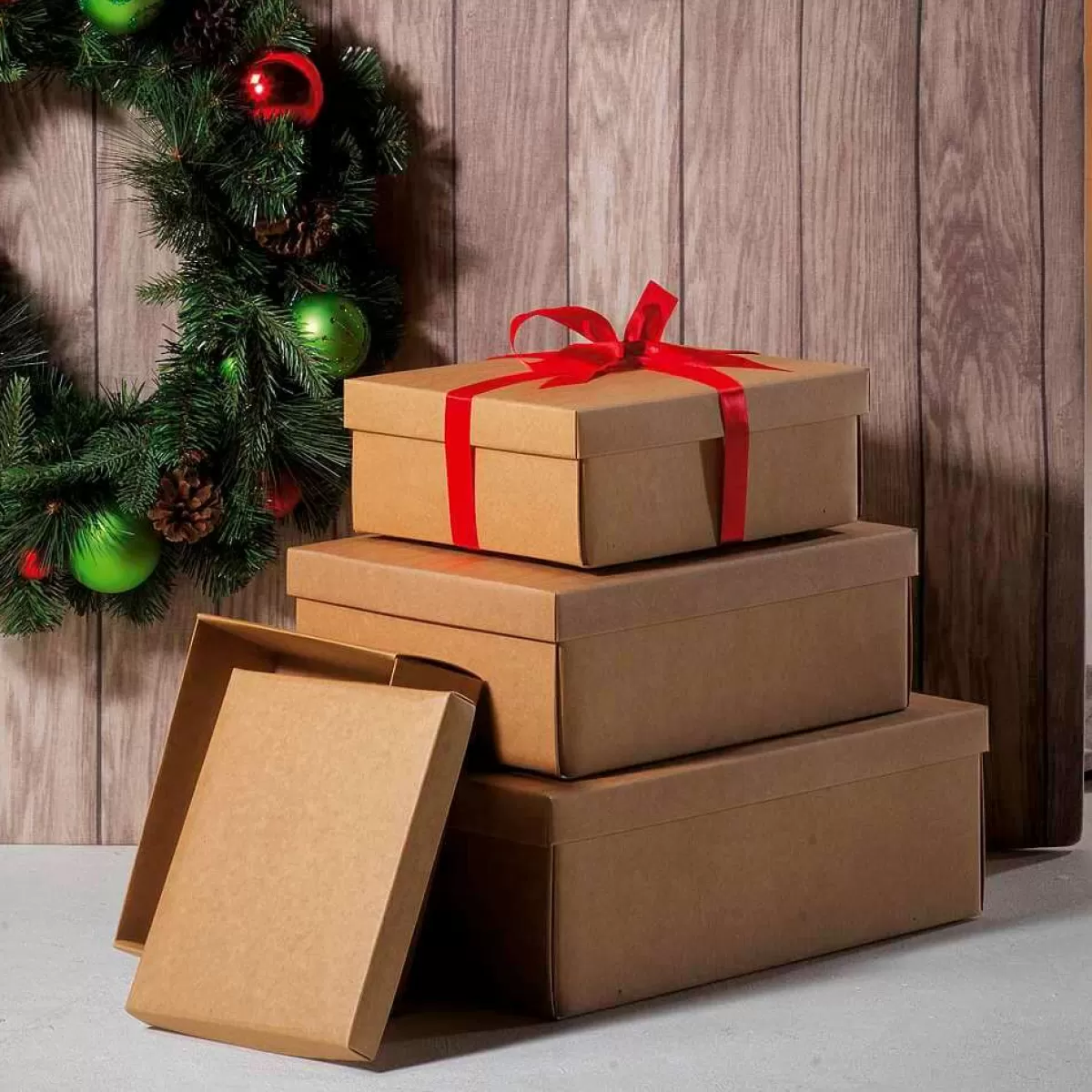 DecoWoerner Boîte Cadeau Brune 24 X 22 X 9,5 Cm 10 Pces