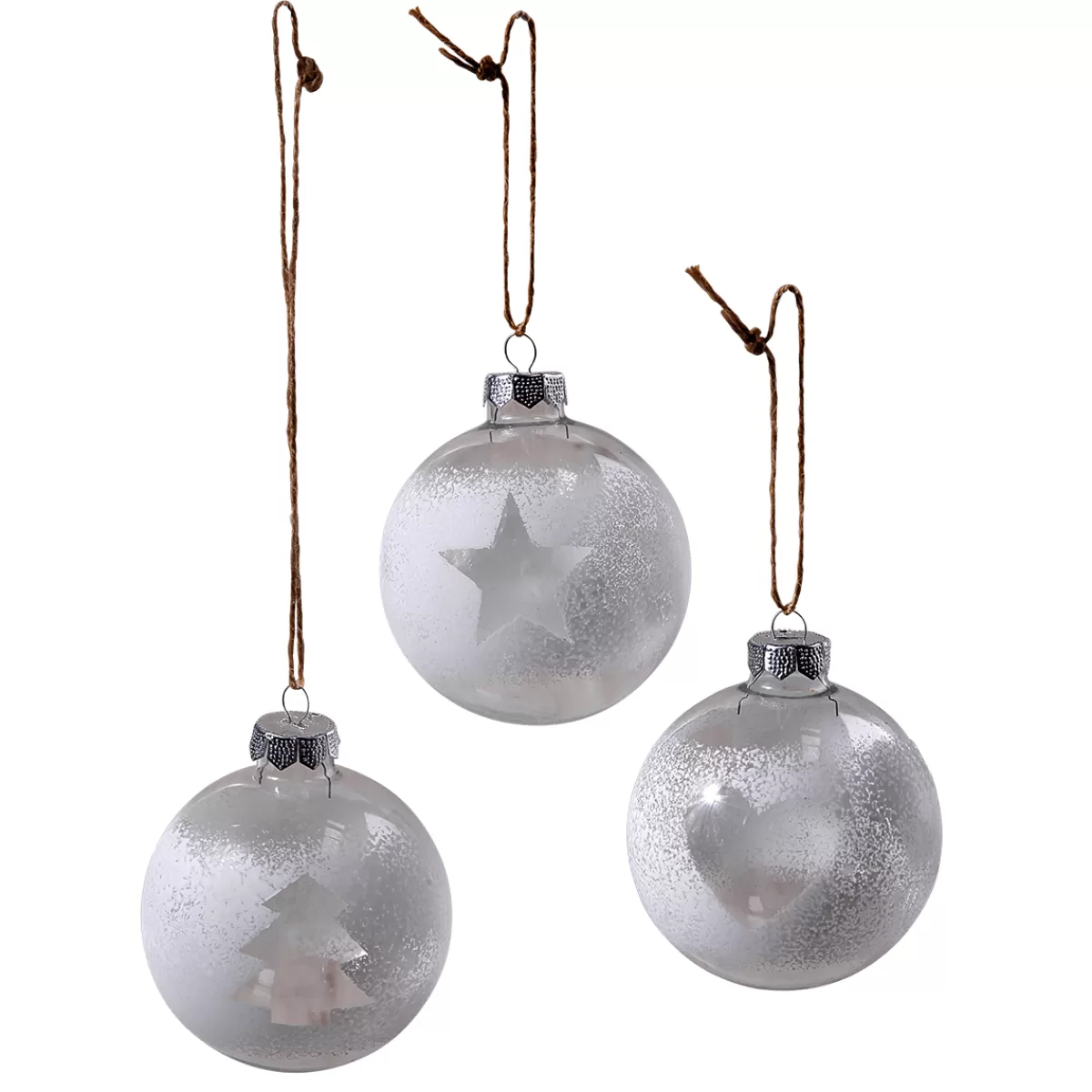 DecoWoerner Boule De Noël En Verre 6 Cm, Blanche, 10 Pces