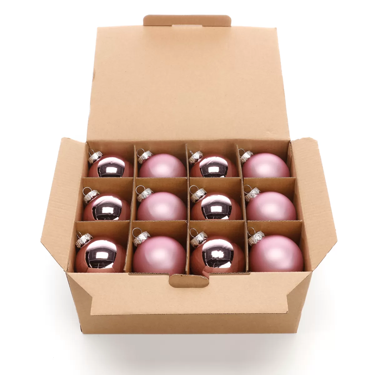 DecoWoerner Boules De Noël En Verre Poudrées 6 Cm Ø - 24 Pièces