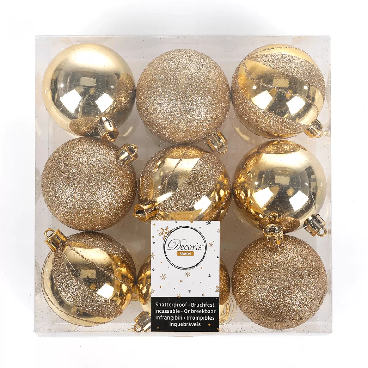 DecoWoerner Boules De Noël Incassables Dées En Plastique, 6 Cm Ø - 9 Pièces