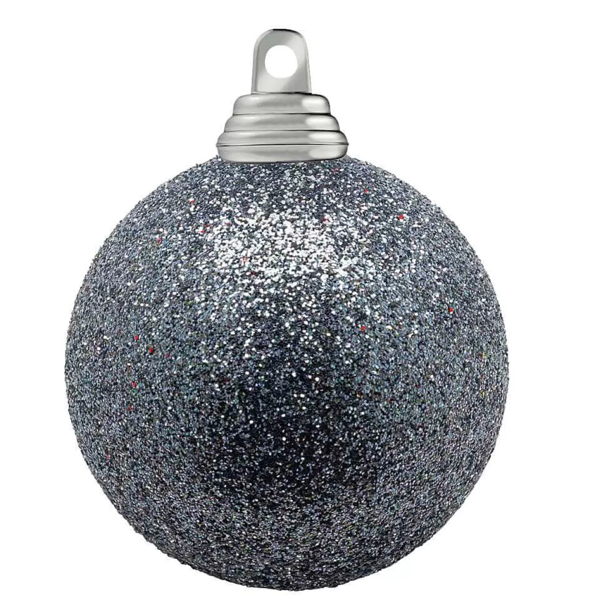 DecoWoerner Boules De Noël Scintillantes Anthracite En Plastique, 10 Cm Ø - 6 Pièces