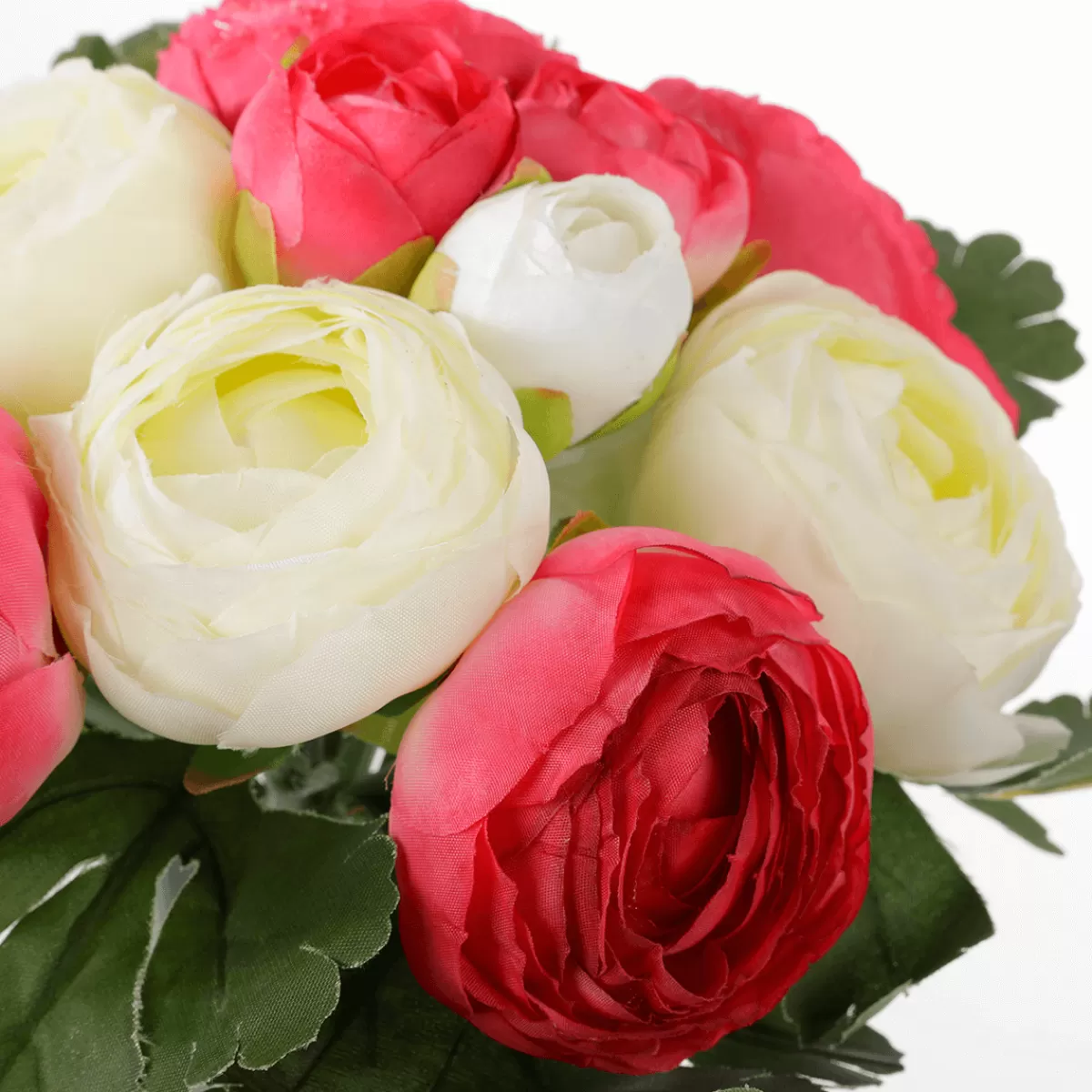 DecoWoerner Bouquet Artificiel De Renoncules Rouges, Blanches 16 X 16 X 24 Cm (l X L X H)