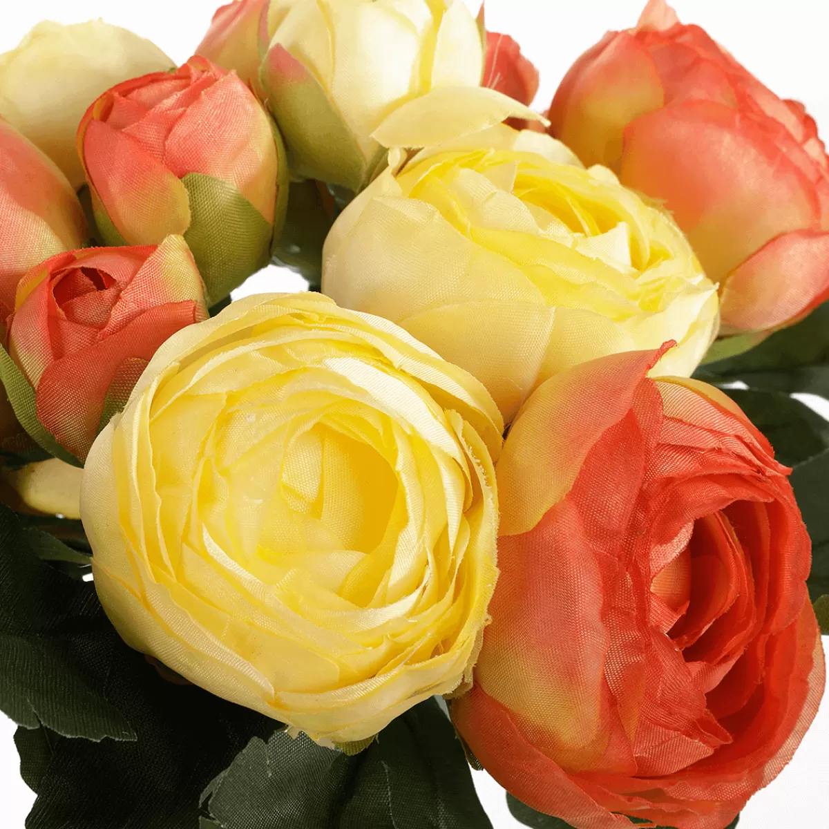 DecoWoerner Bouquet Artificiel De Renoncules Rouges, Jaunes 16 X 16 X 24 Cm (l X L X H)