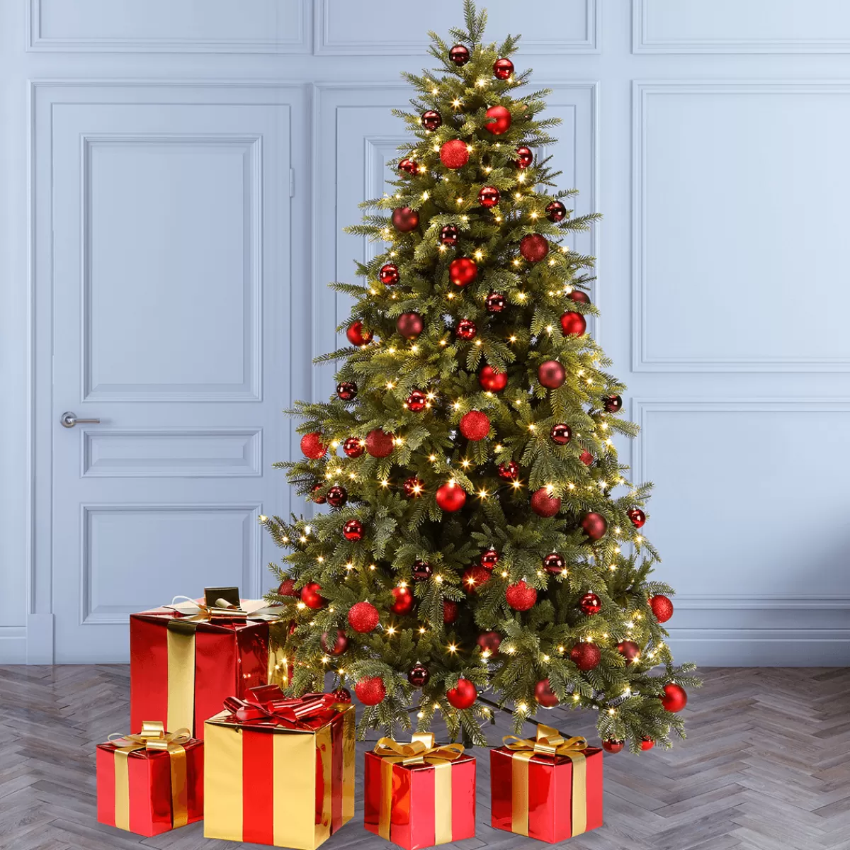 DecoWoerner Cadeau De Noël 20 Cm Avec Ruban Rouge