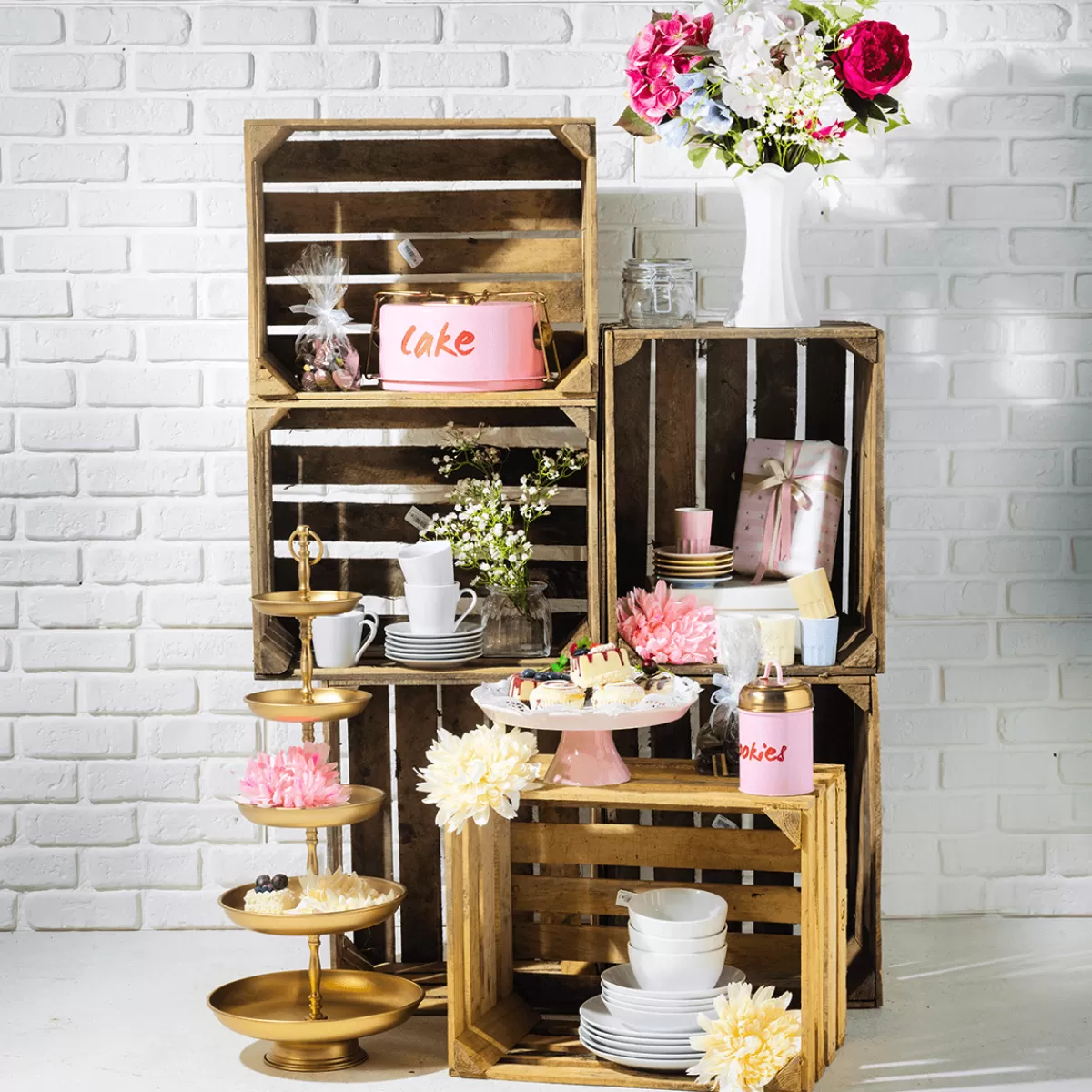 DecoWoerner Caisse En Bois Vintage Long. 50 Cm