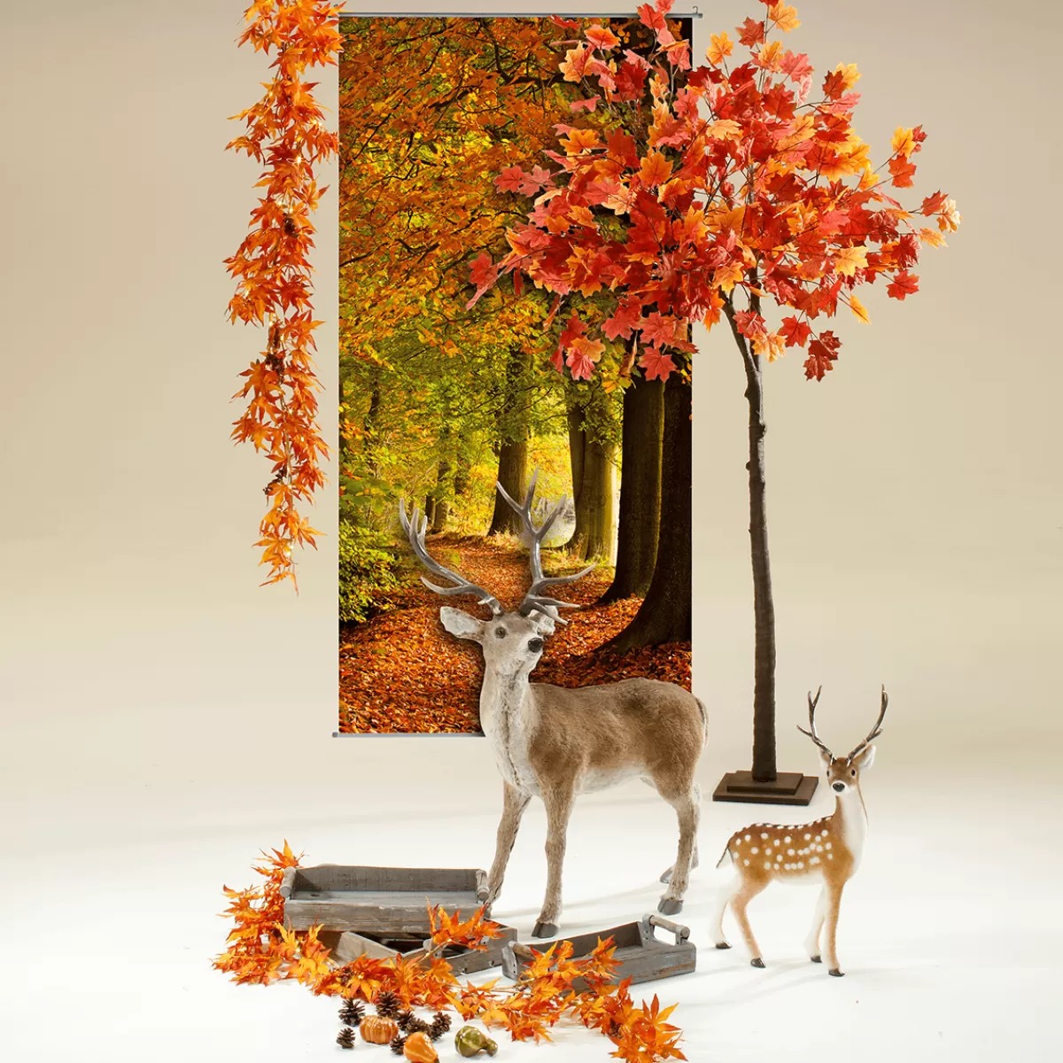 DecoWoerner Cerf Animal Décoratif Avec Bois 83 X 40 X 90 Cm (L X L X H)