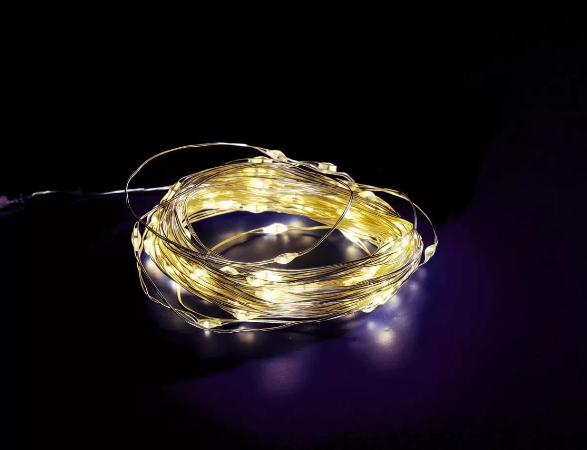 DecoWoerner Chaîne Lumineuse à Fil à LED Sur Pile Pour L'ext., 100 LED, 10 M