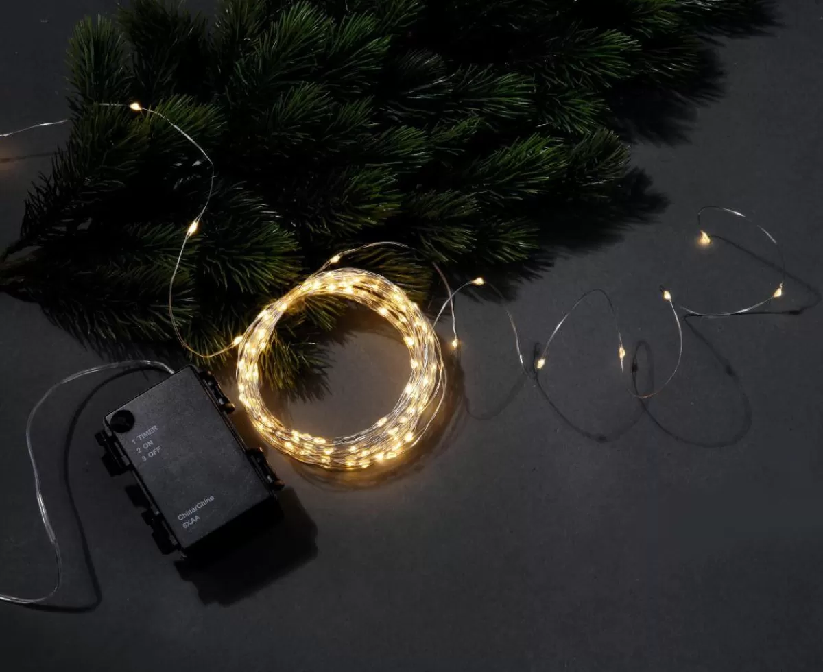 DecoWoerner Chaîne Lumineuse à Fil à LED Sur Pile Pour L'ext., 100 LED, 10 M