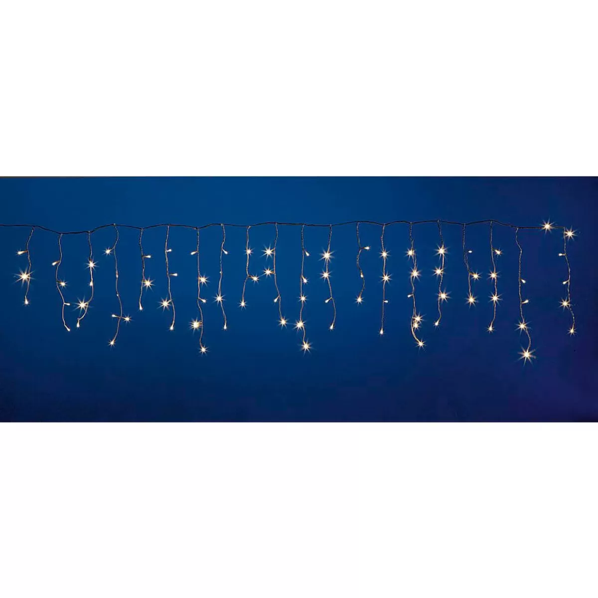 DecoWoerner Chaîne Lumineuse Pluie Verglaçante 24 V Pour L’int., LED Chaude, Câble Blanc PVC, 200 X 100 Cm