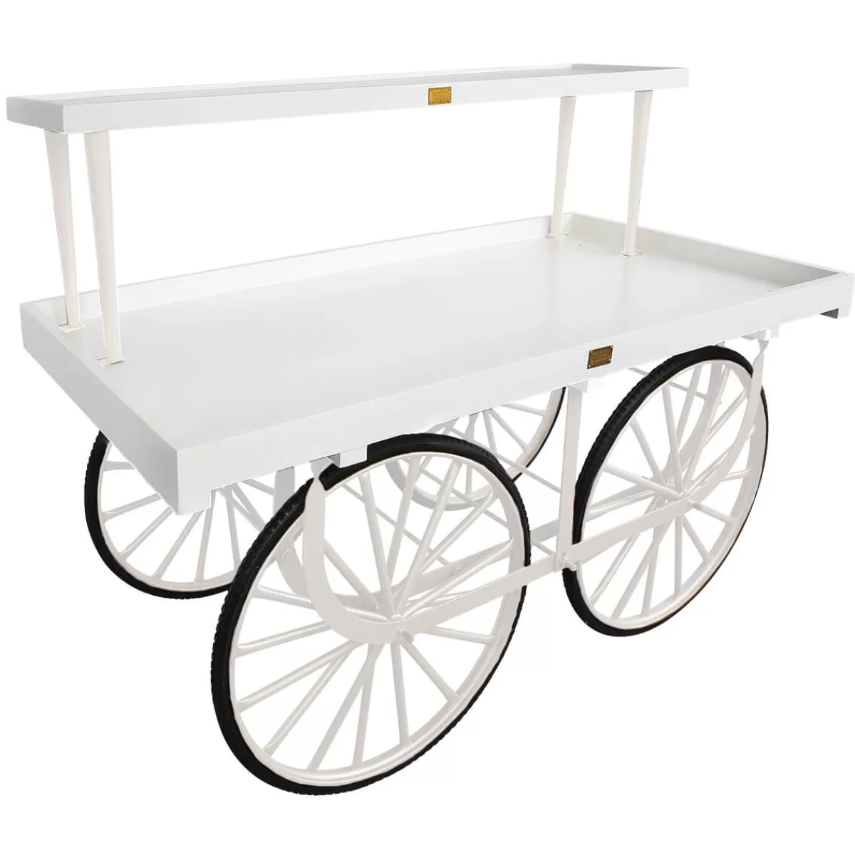 DecoWoerner Chariot De Marché Complet Avec Base Blanc, Corps Blanc Et Plateau En Bois