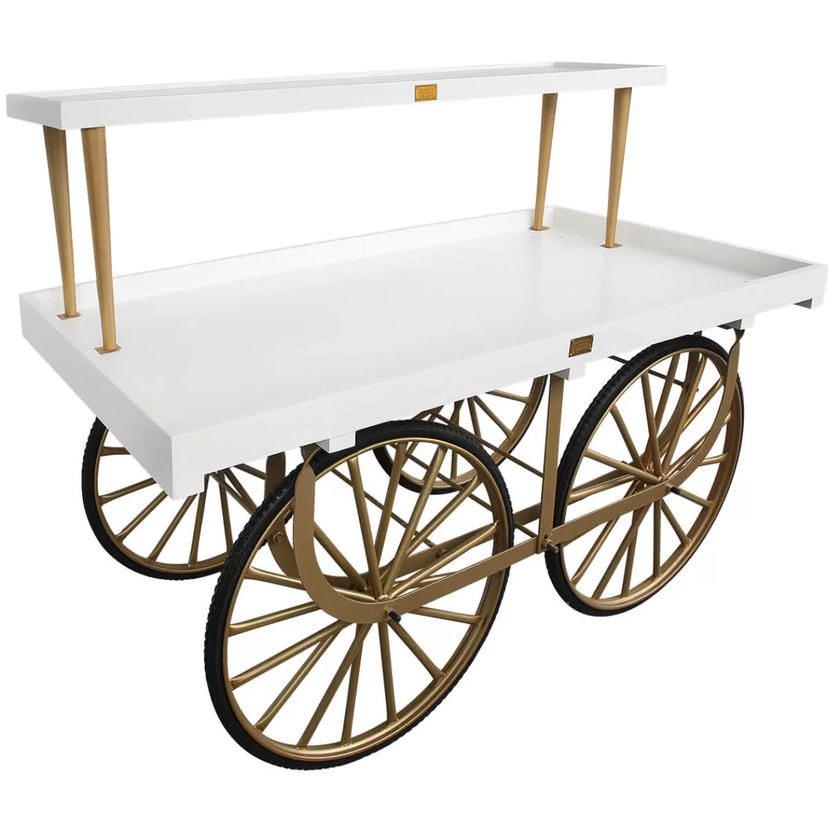 DecoWoerner Chariot De Marché Complet Avec Base Dé, Cps Blanc Et Plateau En Bois