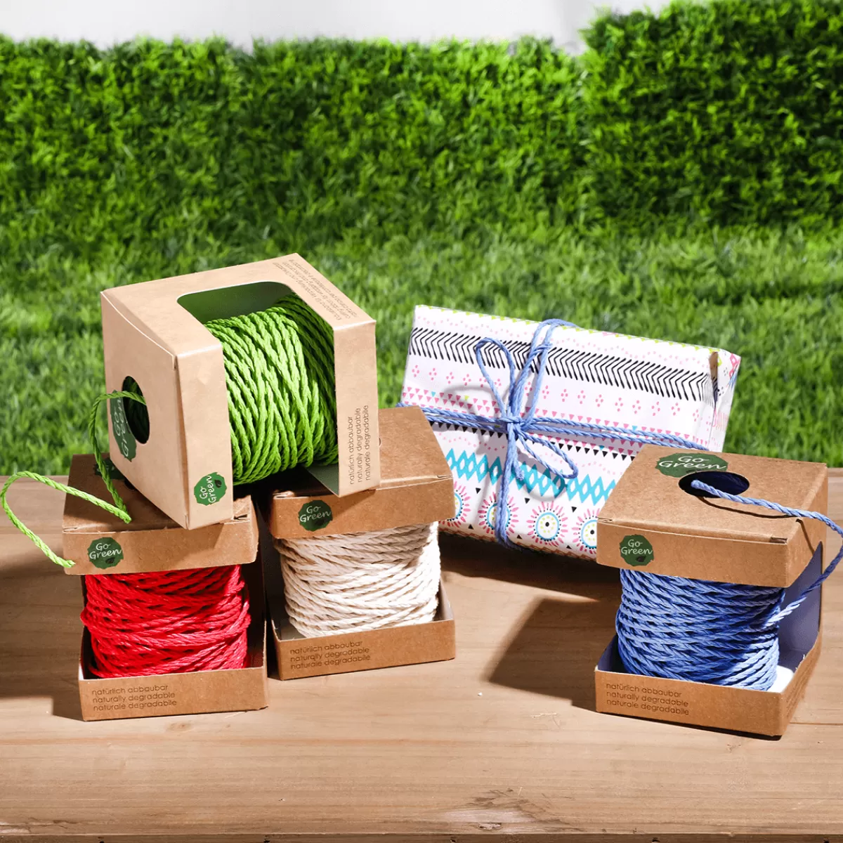 DecoWoerner Cordon De Coton Respectueux De L'environnement En Matériau Dégradable 3 Mm 30 M Clair