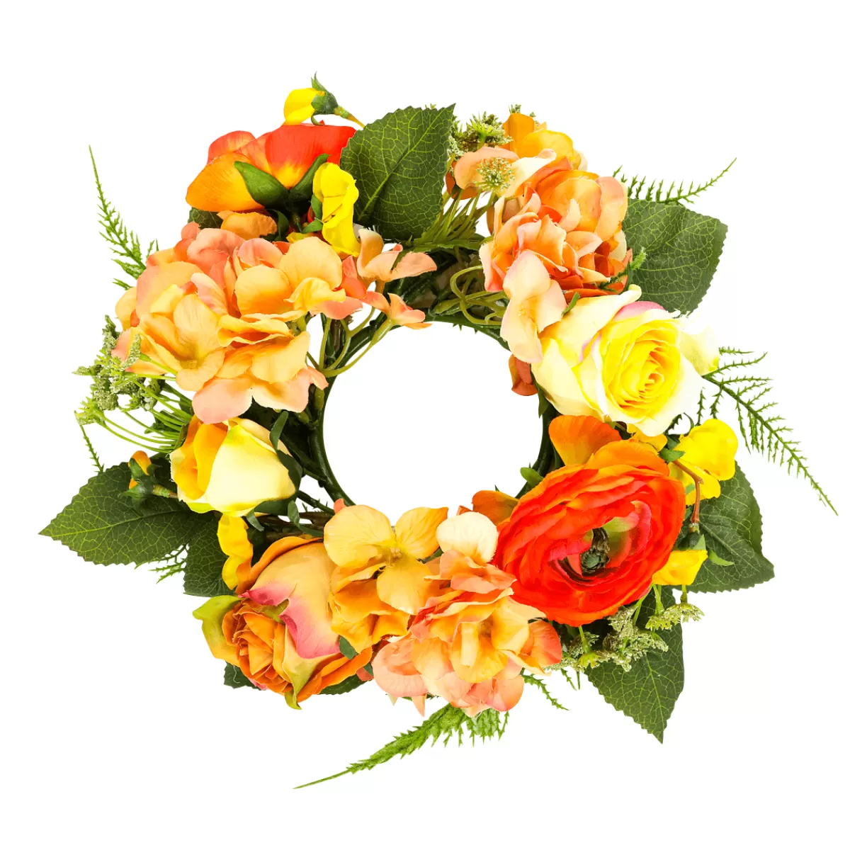 DecoWoerner Couronne De Porte Artificielle Hortensia-rose-fleurs 30 Cm Ø