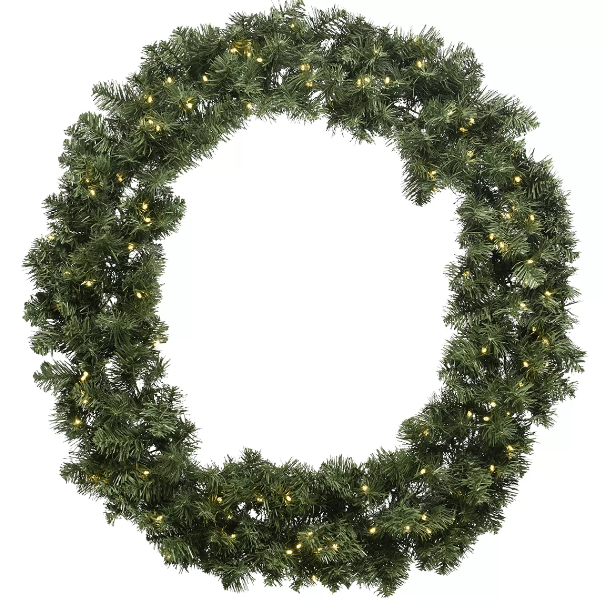 DecoWoerner Couronne De Sapin Artificielle Avec LED Blanc Chaud IP44, 60 Cm Ø