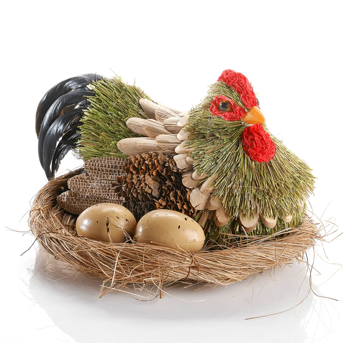 DecoWoerner Déco Poule Sur Son Nid 23 Cm Ø, 16 Cm De Haut