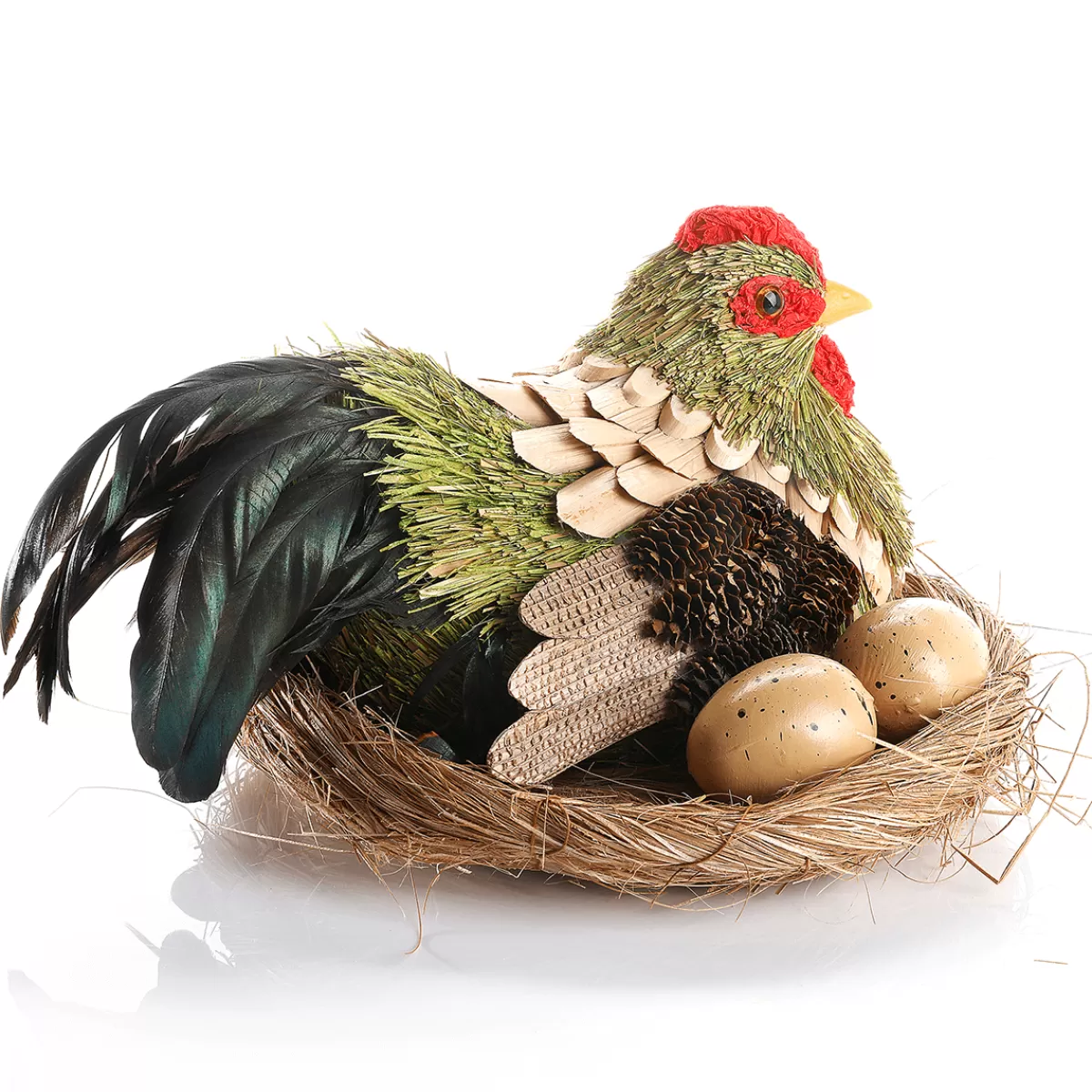 DecoWoerner Déco Poule Sur Son Nid 23 Cm Ø, 16 Cm De Haut
