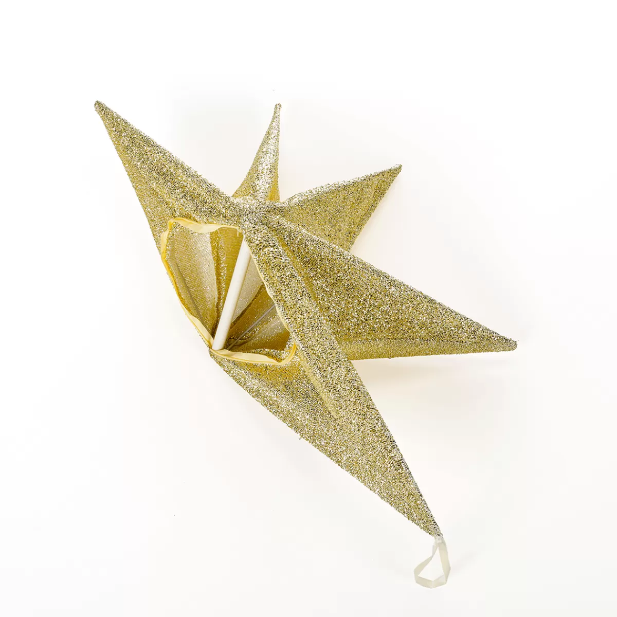DecoWoerner Déco étoile Pliante Glitter Gold Avec Fermeture éclair, 40 Cm