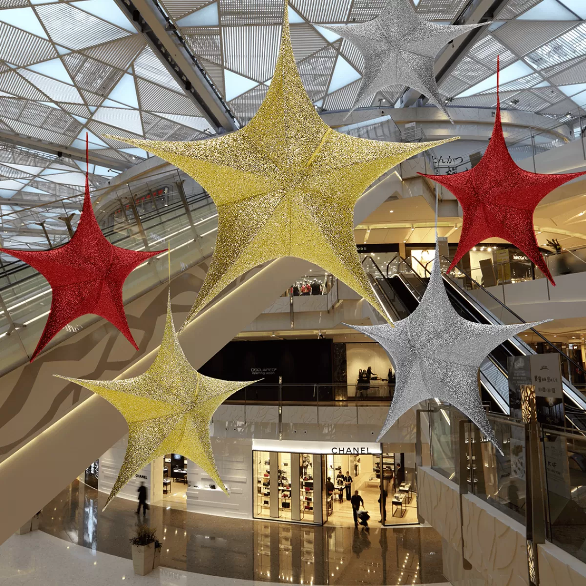 DecoWoerner Déco étoile Pliante Glitter Gold Avec Fermeture éclair, 40 Cm