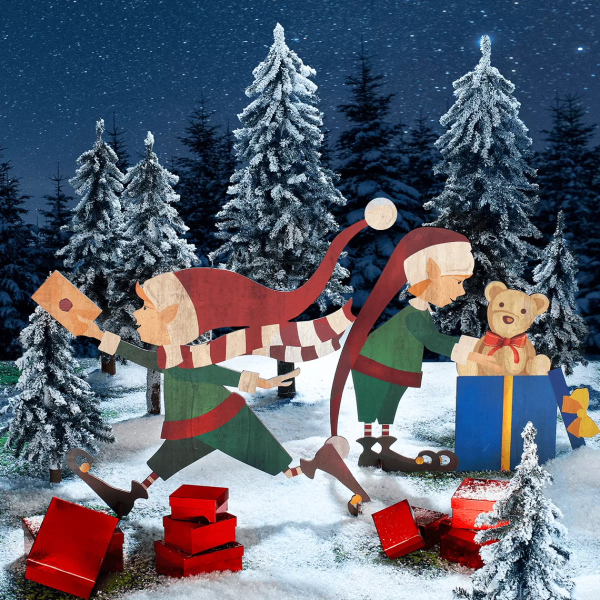 DecoWoerner Décor En Bois Elfe De Noël 88 X 73 Cm