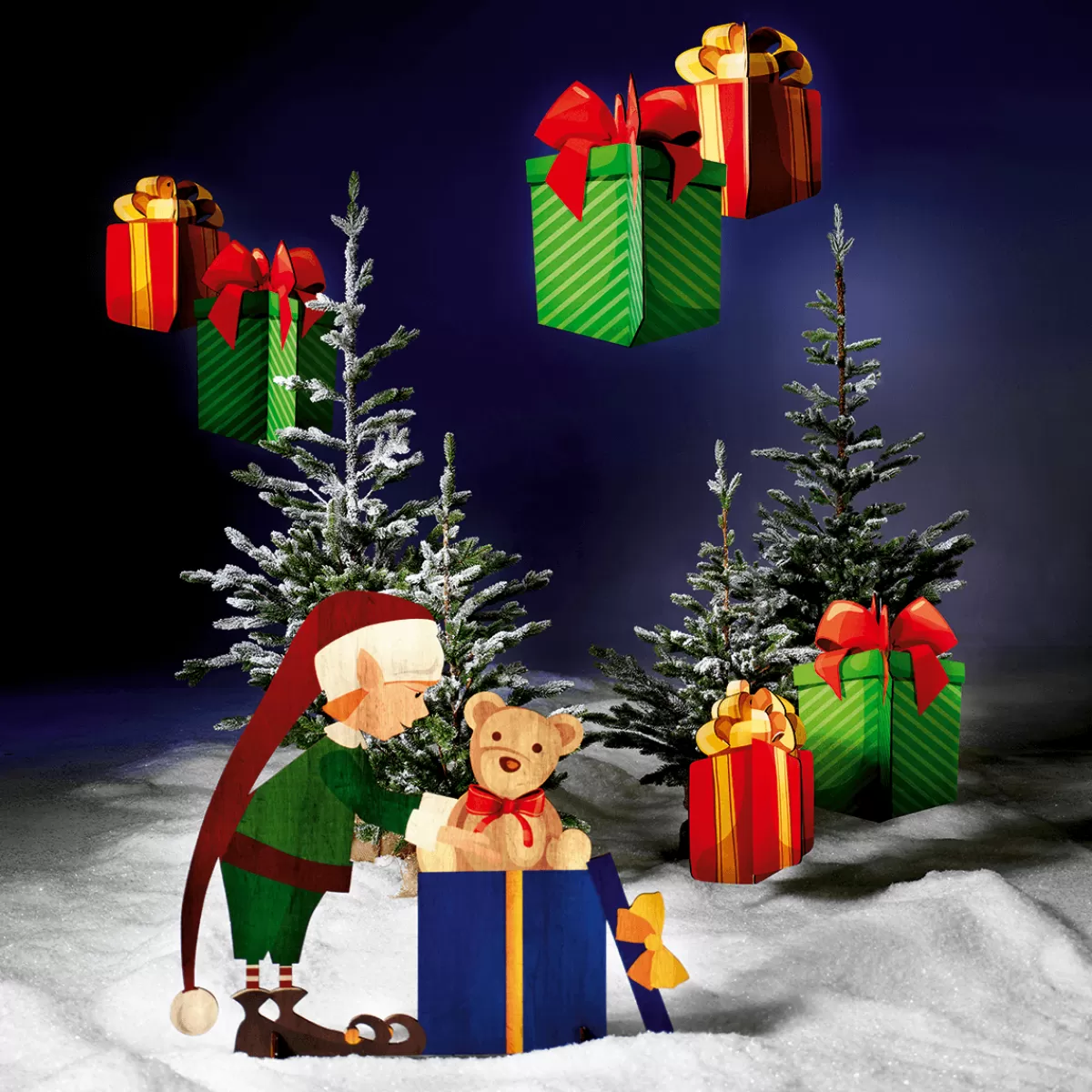 DecoWoerner Décor En Bois Elfe De Noël 88 X 73 Cm