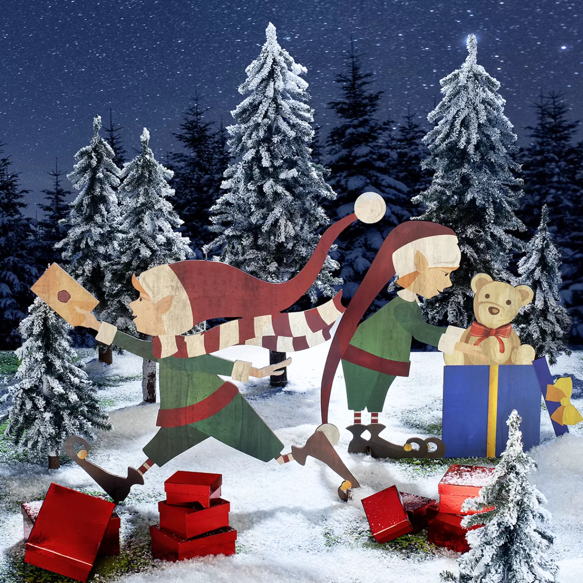 DecoWoerner Décor En Bois Elfe De Noël 95 X 87 Cm