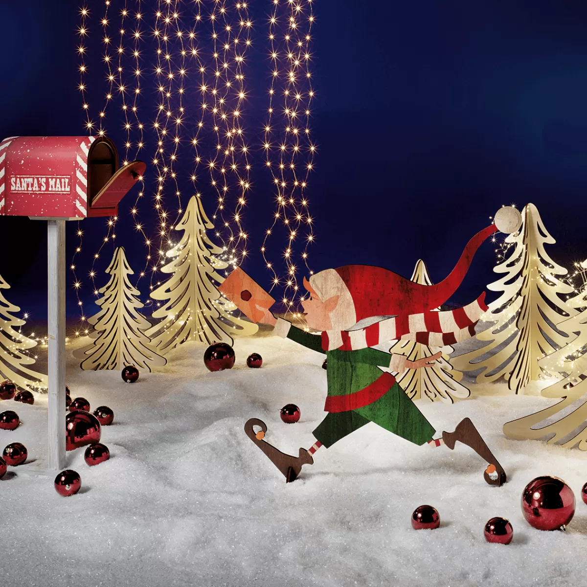 DecoWoerner Décor En Bois Elfe De Noël 95 X 87 Cm