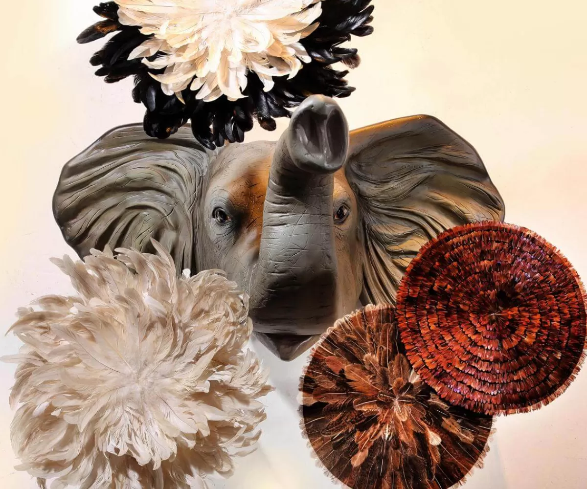 DecoWoerner Décoration Murale En Plumes "Juju Hat" Auburn