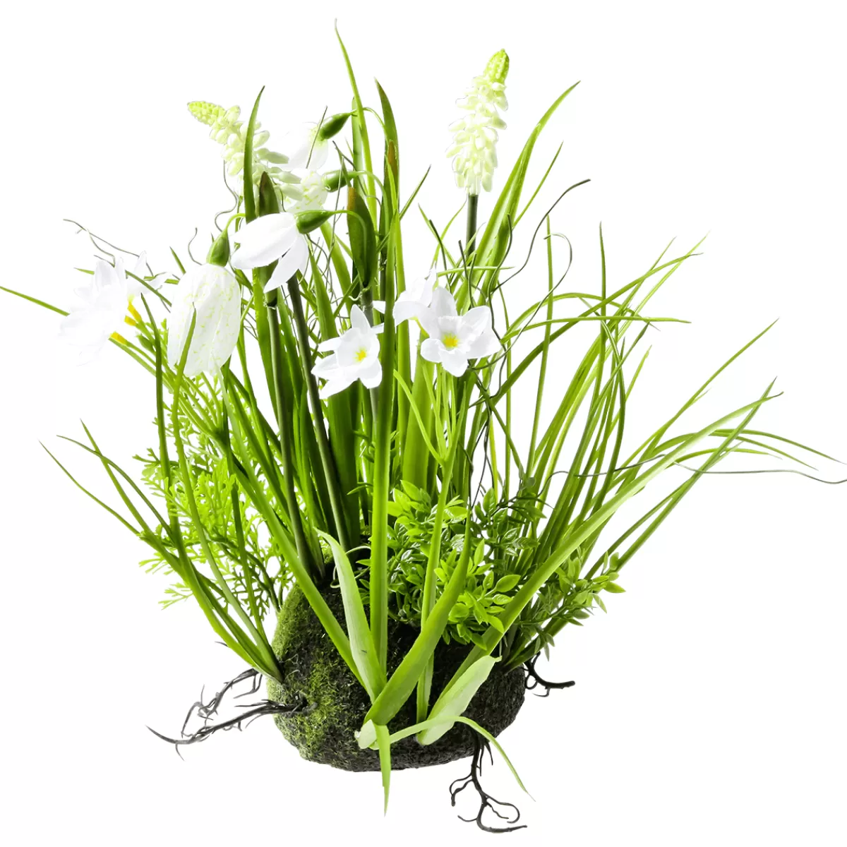 DecoWoerner Demi-sphère De Mousse Artificielle Avec Fleurs Printanières, he, 30 Cm