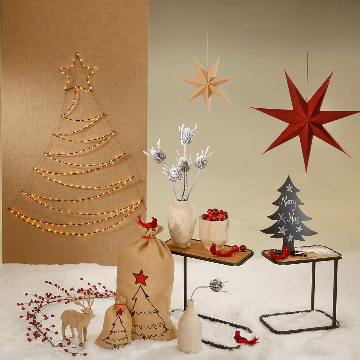 DecoWoerner Eclairage Cadre LED Métal Sapin 200 X 117 X 150 Cm