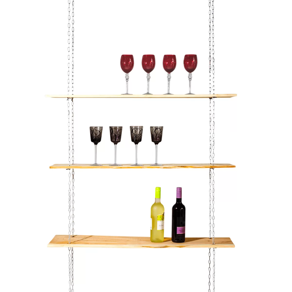 DecoWoerner Etagère Suspendue Avec Chaîne 3 Pcs., 100 Cm De Large
