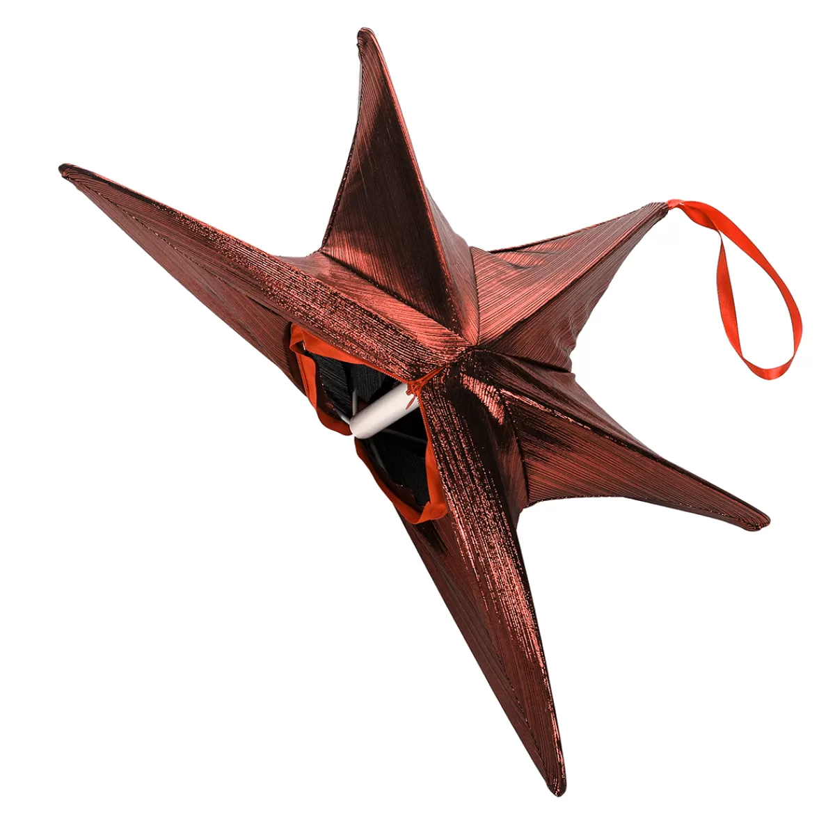 DecoWoerner Etoile Décorative En Tissu Plié, Cuivre Métallisé, Avec Fermeture éclair