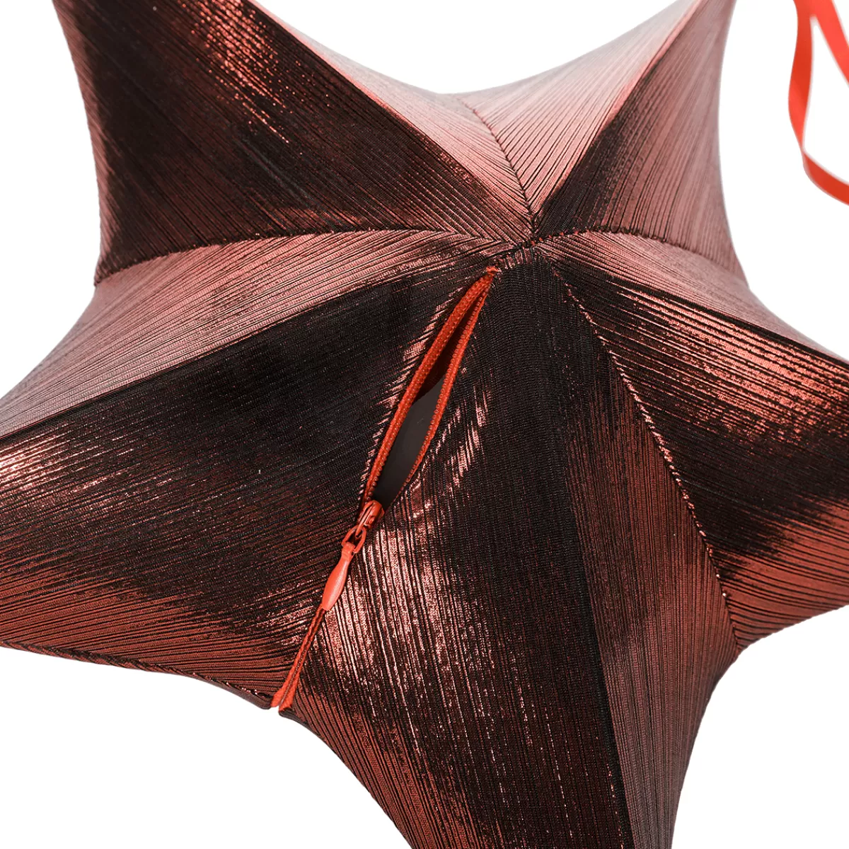 DecoWoerner Etoile Décorative En Tissu Plié, Cuivre Métallisé, Avec Fermeture éclair