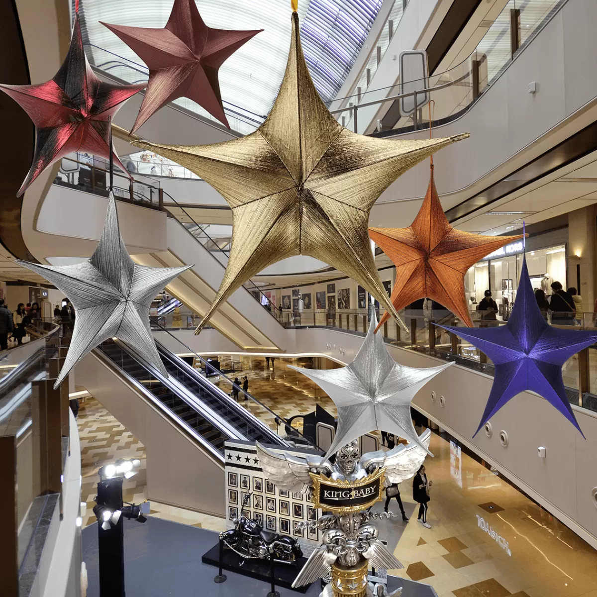 DecoWoerner Etoile De Décoration Pliable En Tissu Bordeaux Rouge Avec Fermeture éclair, 40 Cm