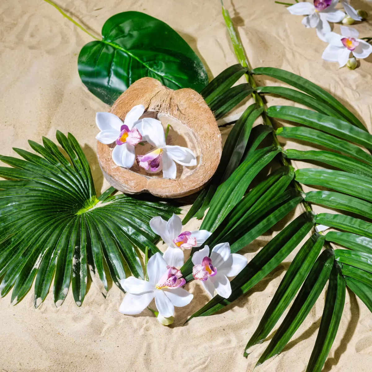 DecoWoerner Feuille De Palmier Nain Déco, Long. 66 Cm, 2 Pces