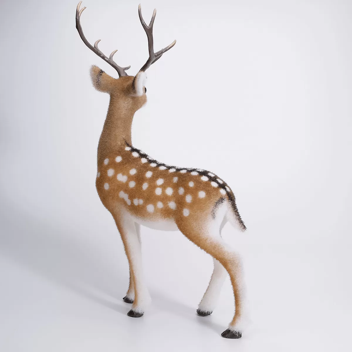 DecoWoerner Figurine Décorative Cerf Animal Avec Bois 27 X 18 X 56 Cm