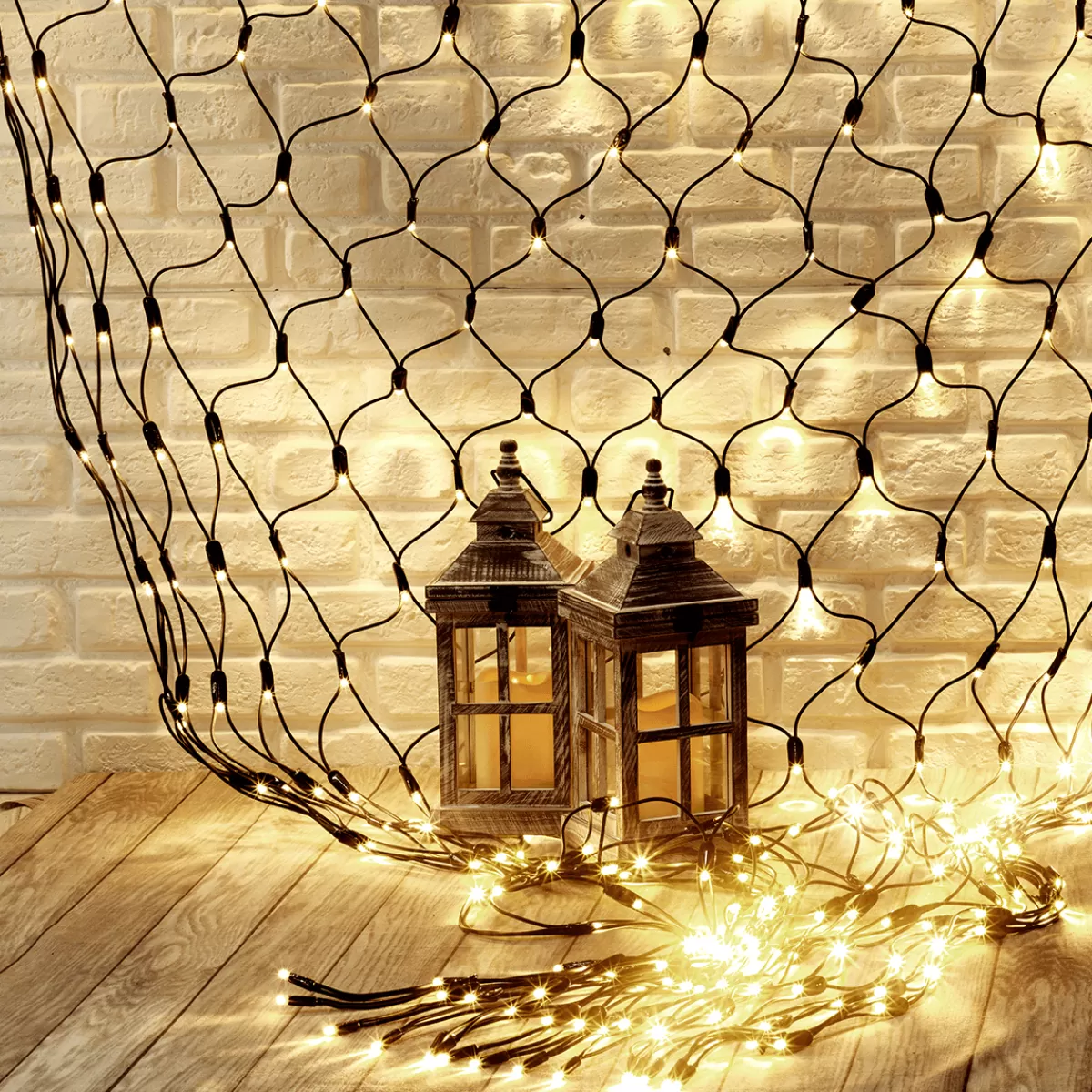 DecoWoerner Filet Lumineux Professionnel à LED Système IP67, 300 LED, 200 X 200 Cm, Sans Cable