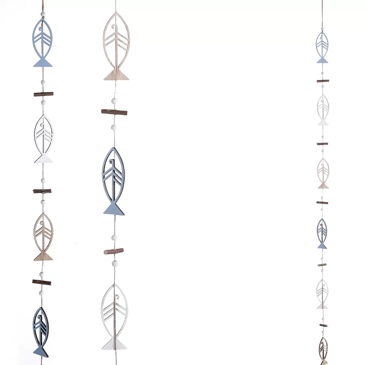 DecoWoerner Guirlande De Poissons Décoratifs 120 X 4 X 0,5 Cm Blanc, Marron,