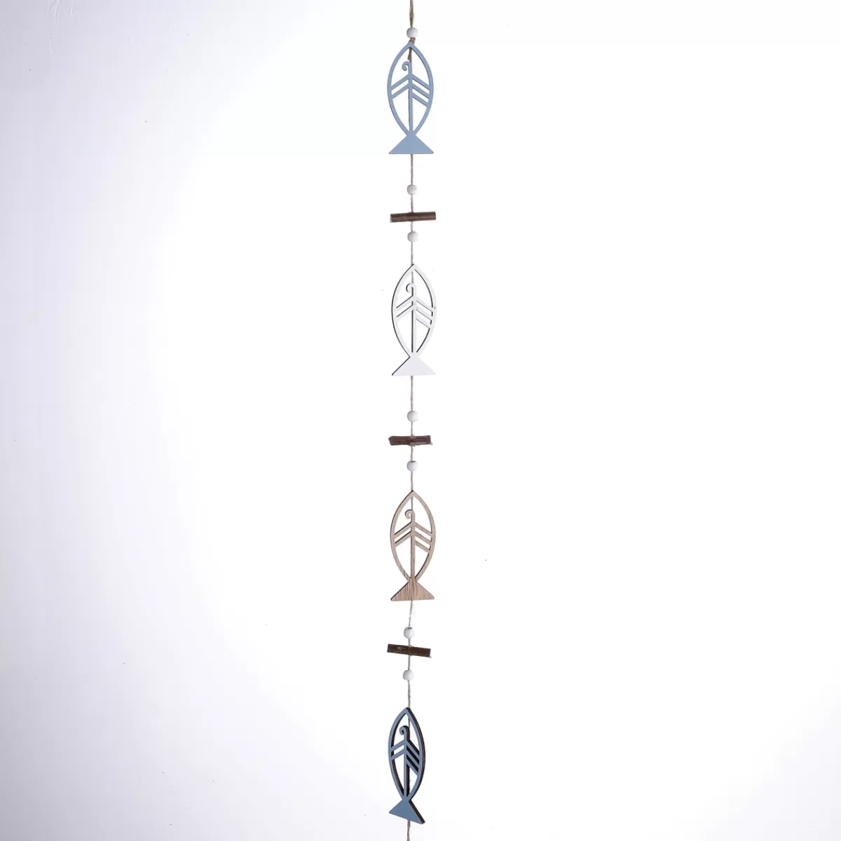 DecoWoerner Guirlande De Poissons Décoratifs 120 X 4 X 0,5 Cm Blanc, Marron,