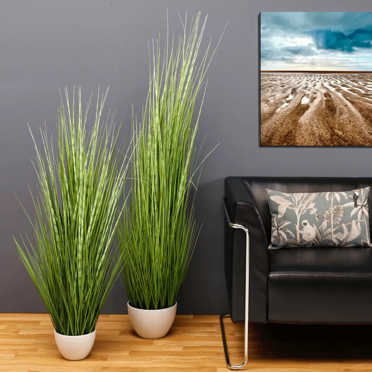 DecoWoerner Herbe Du Tigre Décorative XXL En Pot Blanc 150 Cm