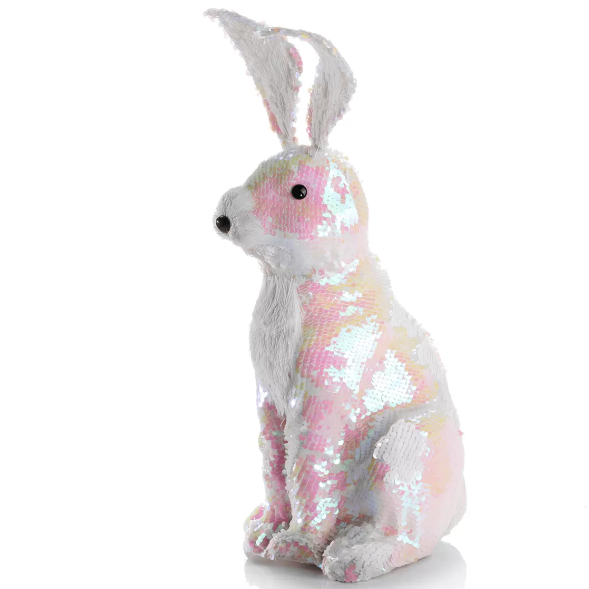 DecoWoerner Lapin De Pâques Décoratif Avec Paillettes Réversibles Irisé 42 Cm