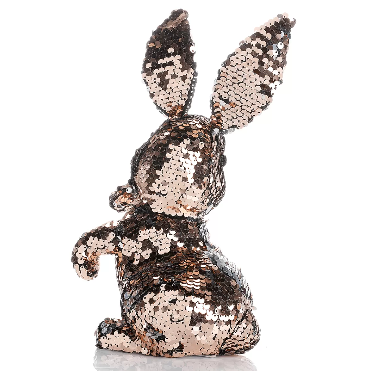 DecoWoerner Lapin De Pâques Décoratif Avec Paillettes Réversibles Cuivre Et , 21 Cm