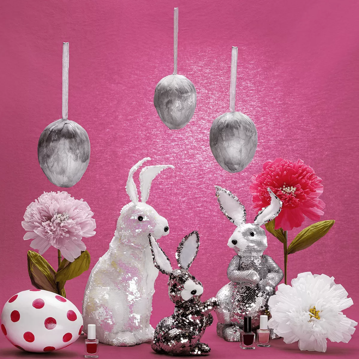 DecoWoerner Lapin De Pâques Décoratif Avec Paillettes Réversibles Cuivre Et , 21 Cm