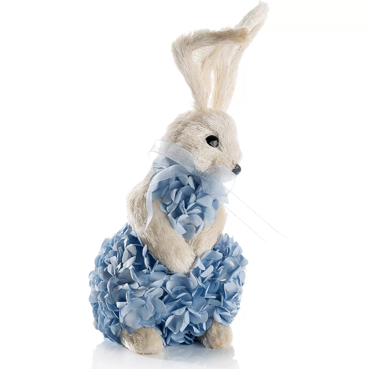 DecoWoerner Lapin De Pâques Décoratif En Mousse Dure Et Sisal Avec Robe Hortensia e 30 Cm