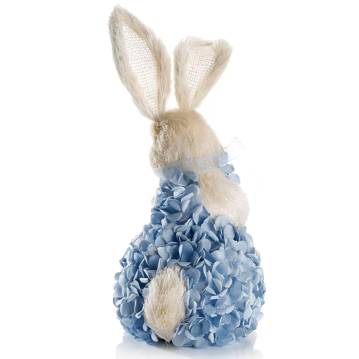 DecoWoerner Lapin De Pâques Décoratif En Mousse Dure Et Sisal Avec Robe Hortensia e 30 Cm