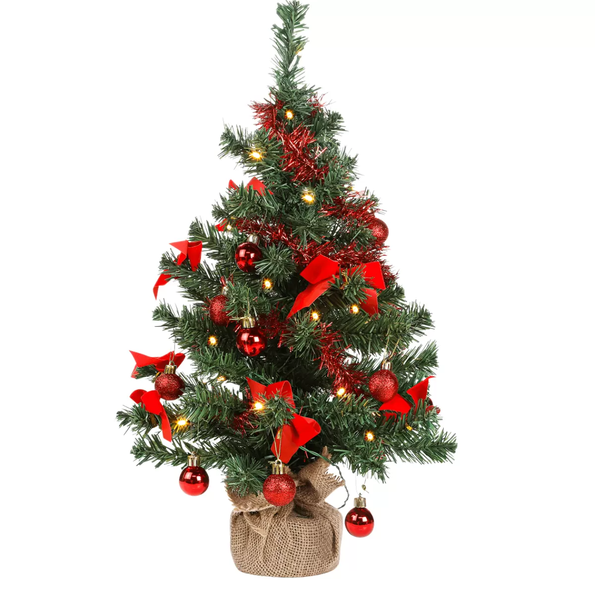 DecoWoerner LED Déco Sapin Dans Un Sac En Jute 60 Cm